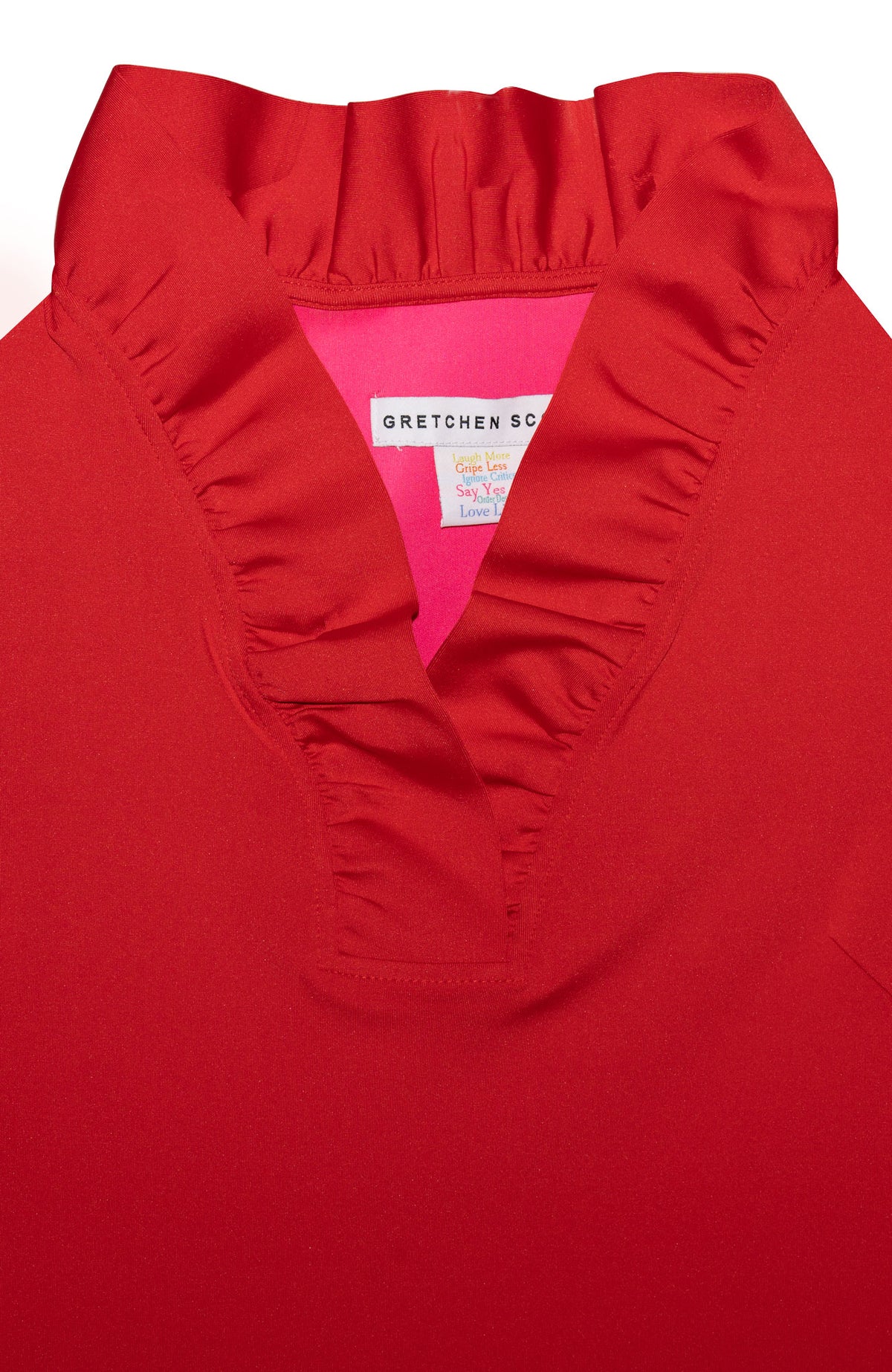 Jersey Ruffneck 3/4 Sleeve Top - Solid