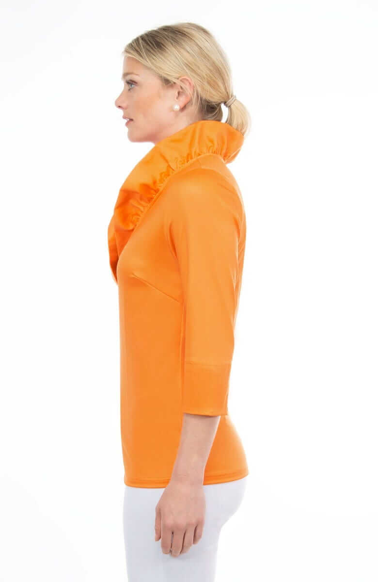 Jersey Ruffneck Top - Solid Orange