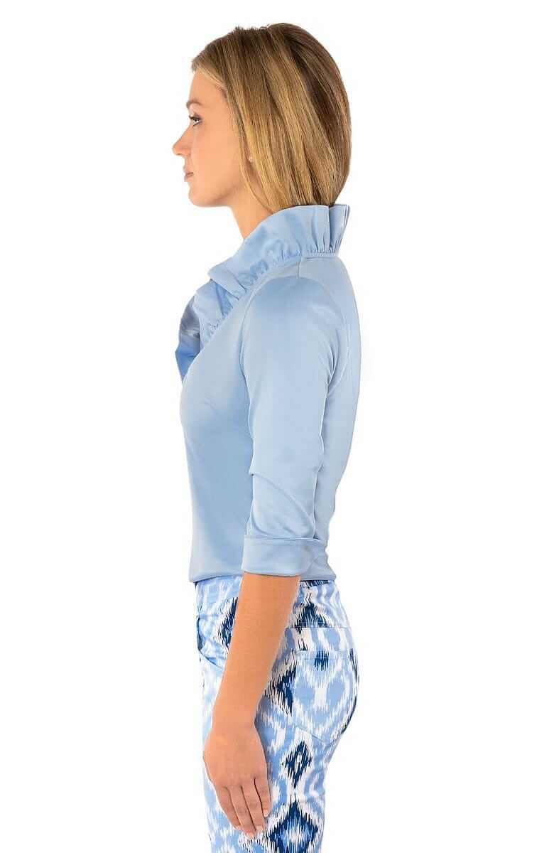 Jersey Ruffneck Top - Solid Periwinkle