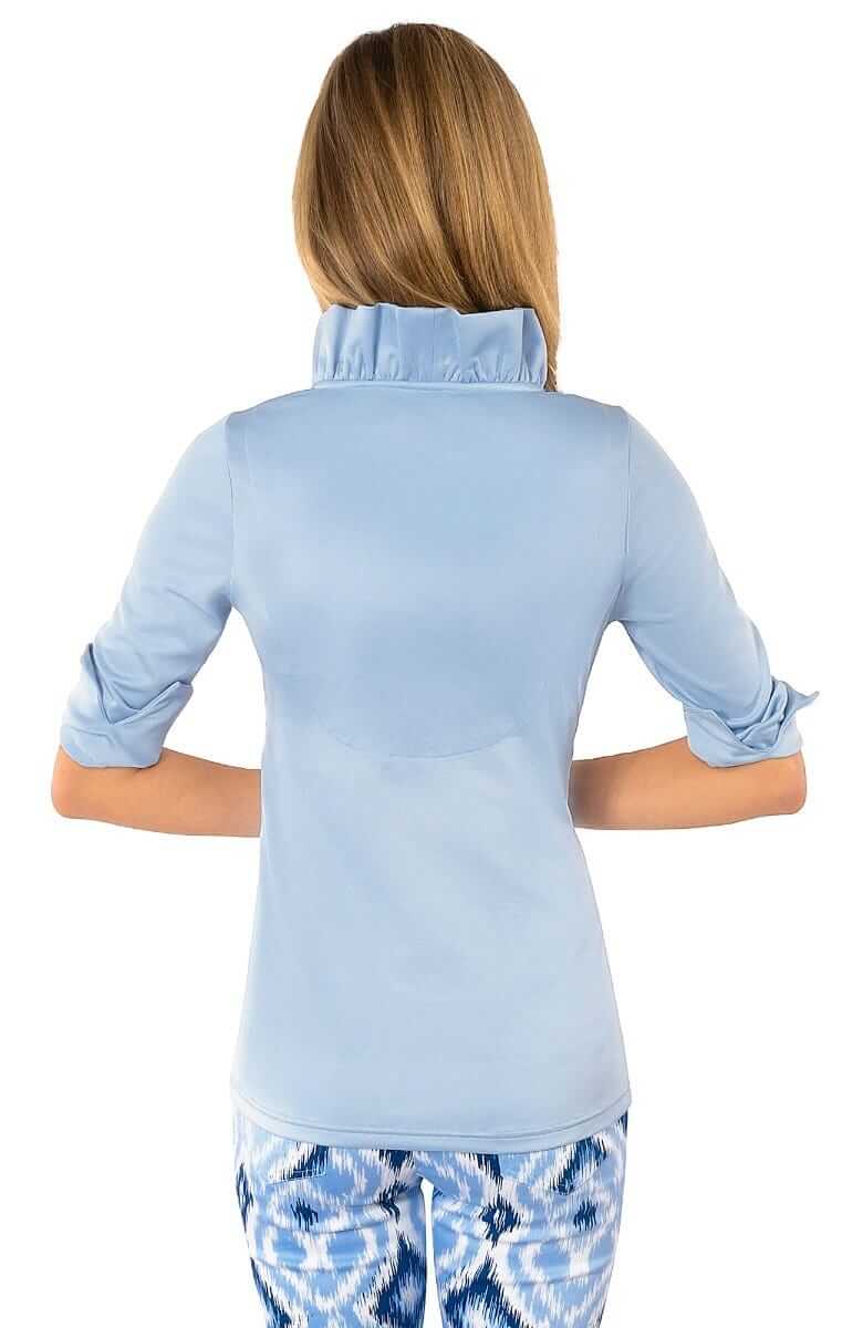 Jersey Ruffneck Top - Solid Periwinkle