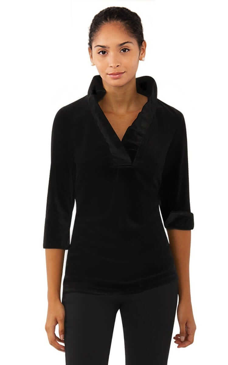 Ruffneck Top - Silky Velvet Black