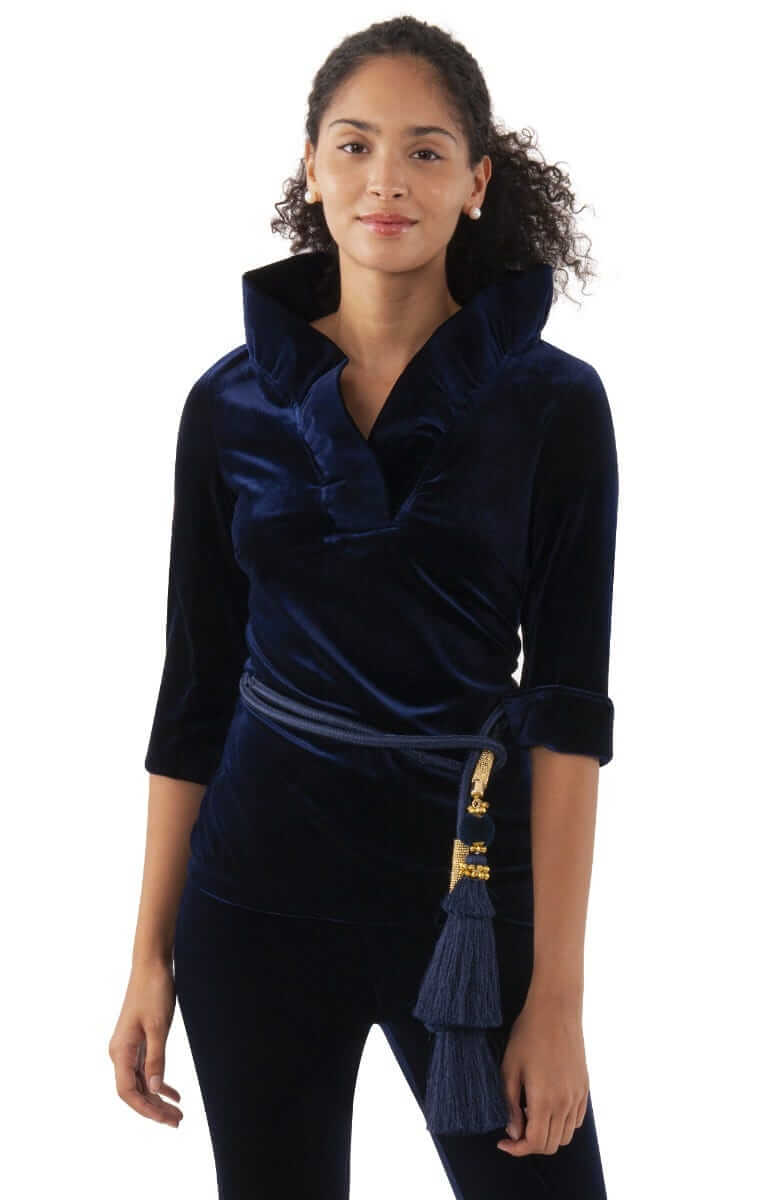 Ruffneck Top - Silky Velvet Navy