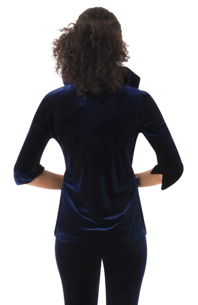 Ruffneck Top - Silky Velvet Navy