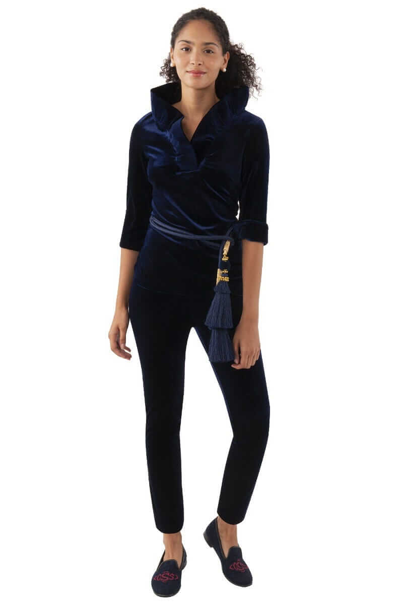 Ruffneck Top - Silky Velvet Navy