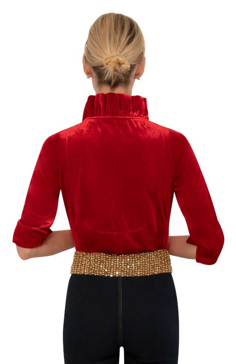 Ruffneck Top - Silky Velvet Red