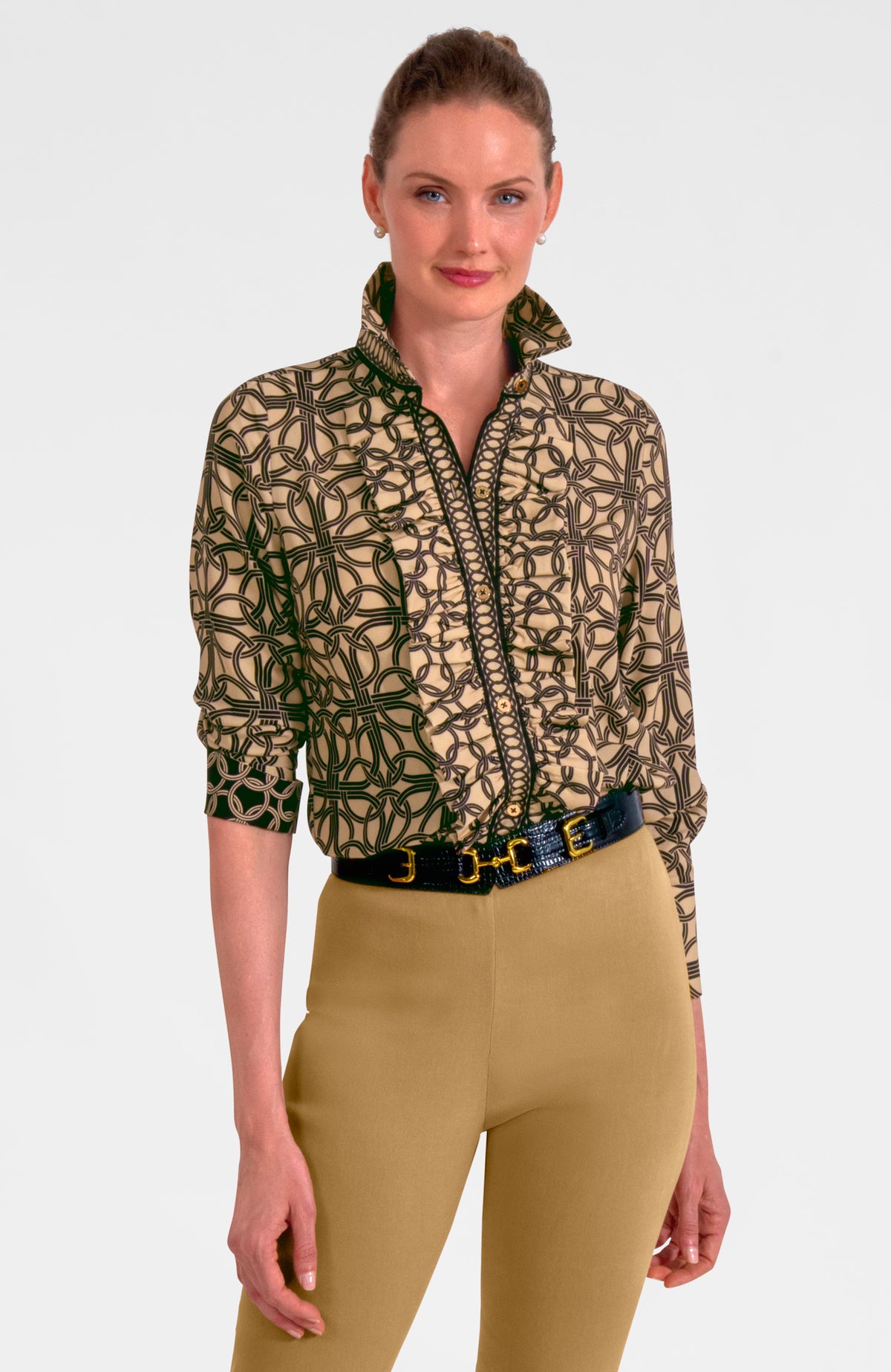 Ruffle Rumble Blouse - Ring Toss Champagne