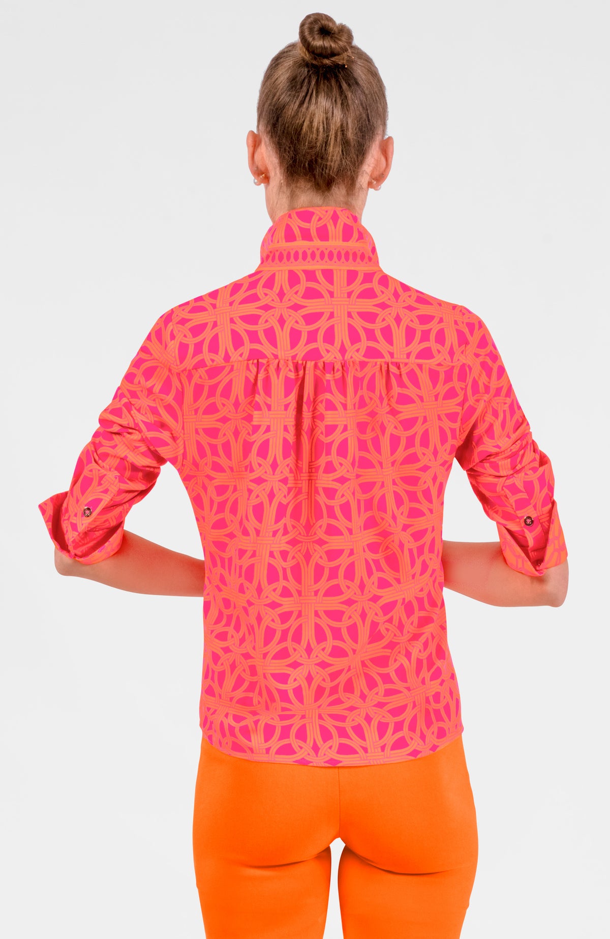 Ruffle Rumble Blouse - Ring Toss Shocking Pink