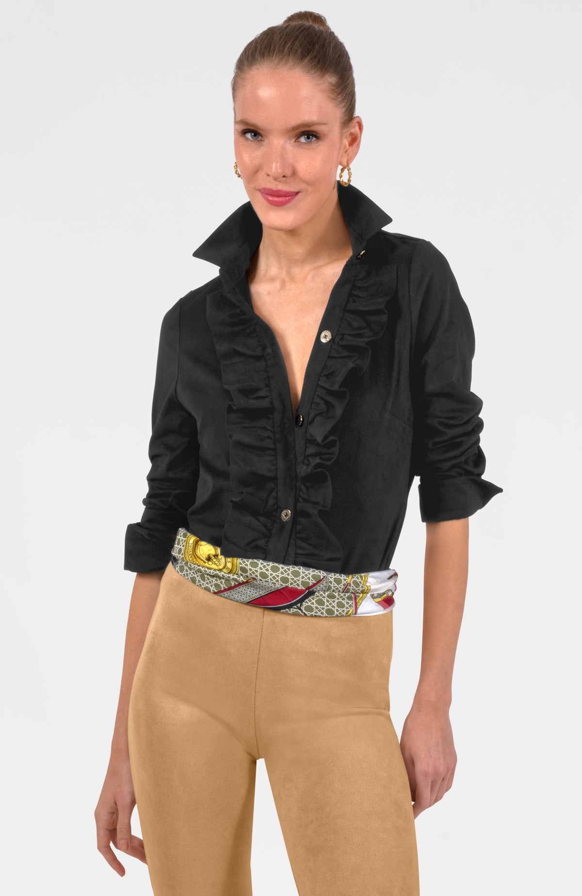 Ruffle Rumble Blouse - Ultra Suede Black