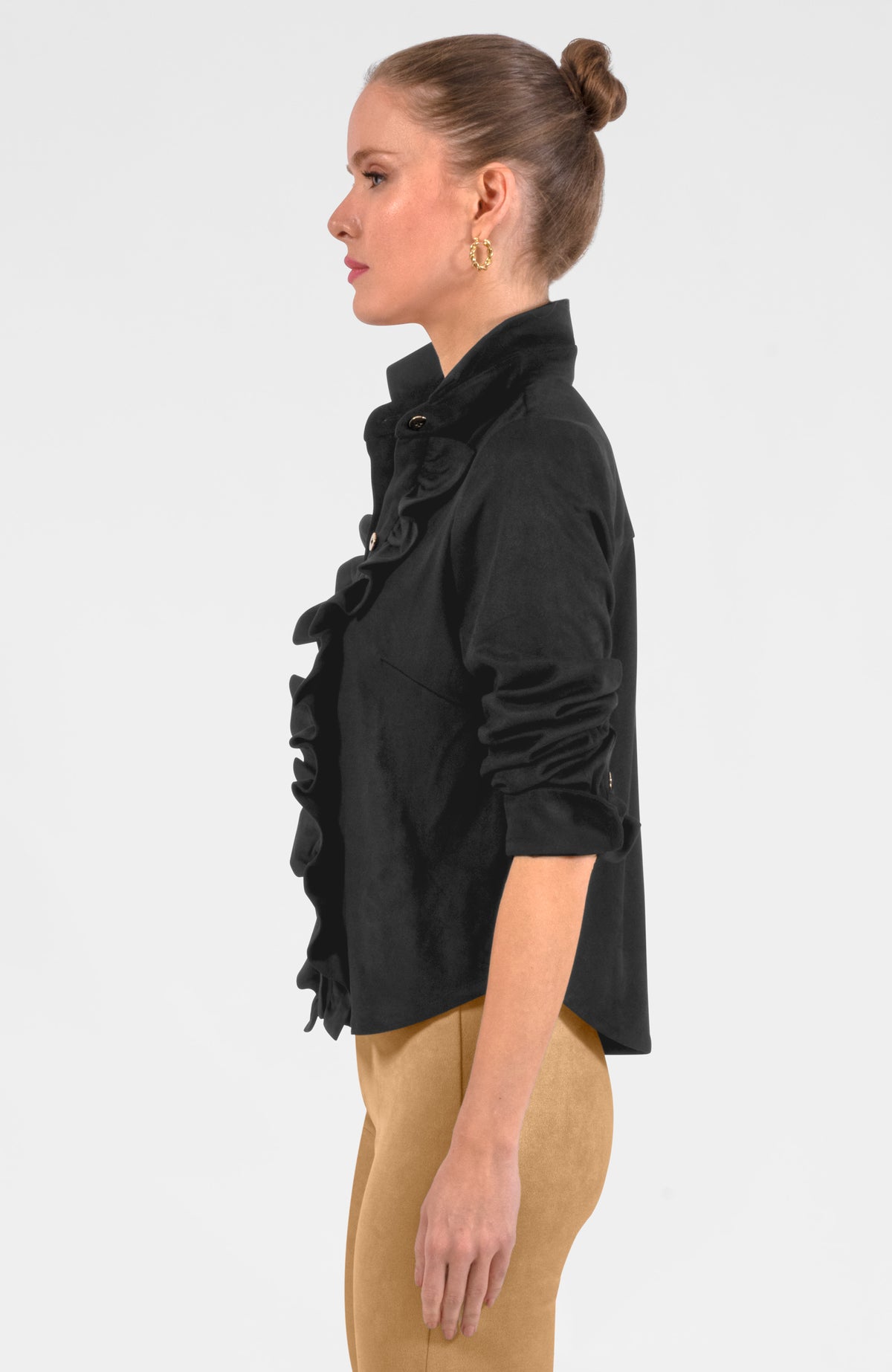 Ruffle Rumble Blouse - Ultra Suede Black