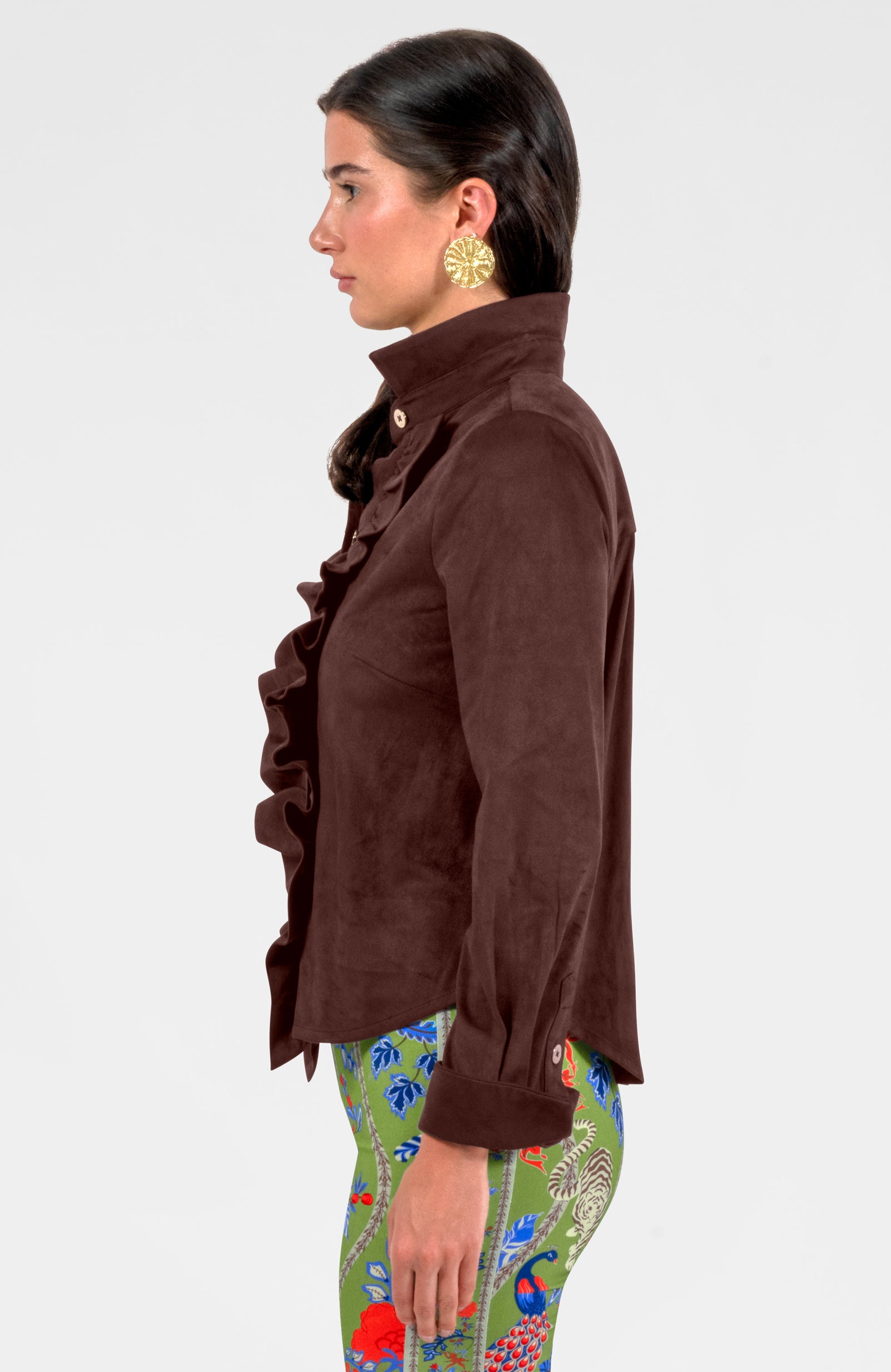 Ruffle Rumble Blouse - Ultra Suede Brown