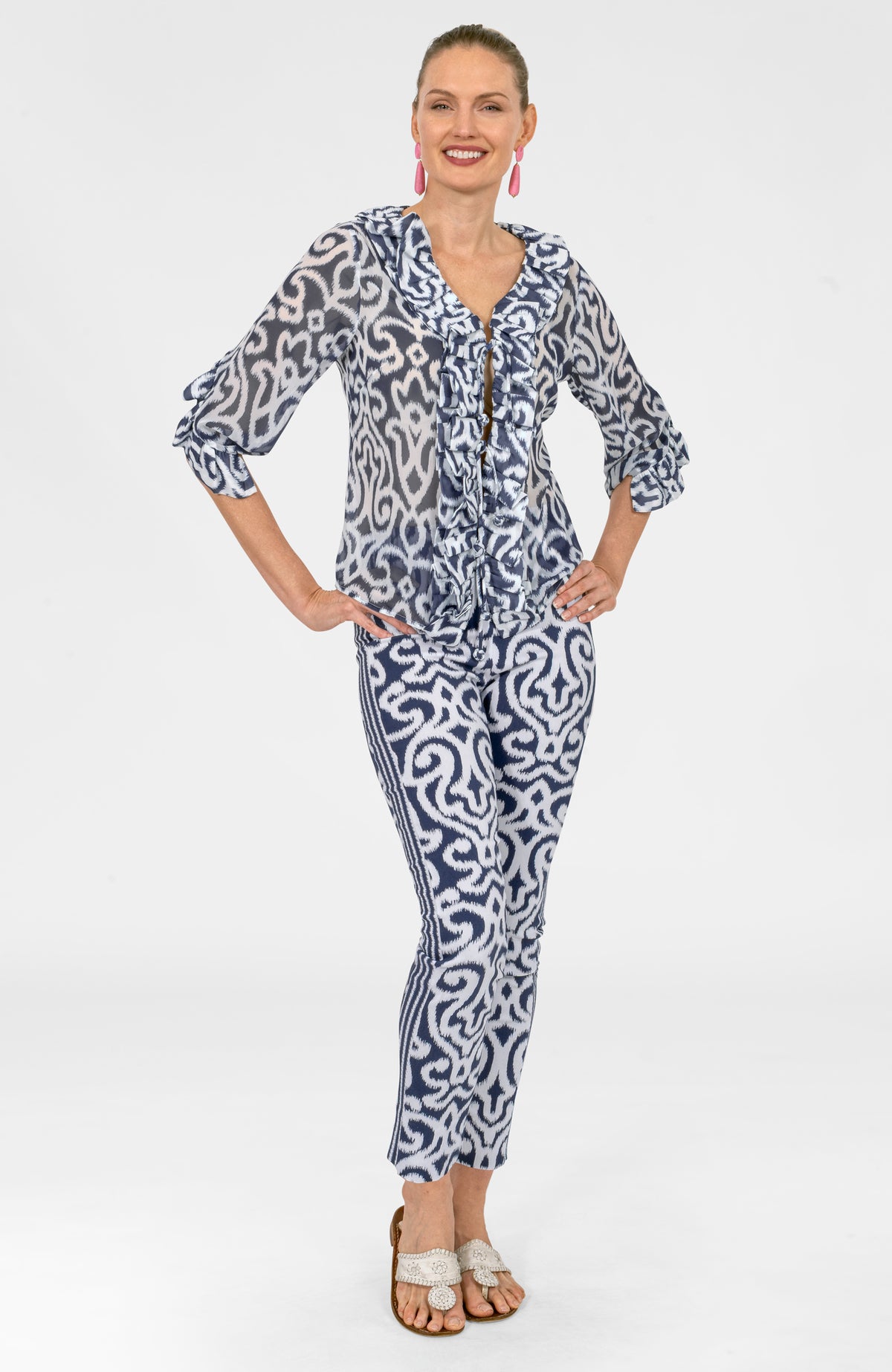 Rufflestilskin Top - Arabesque Navy