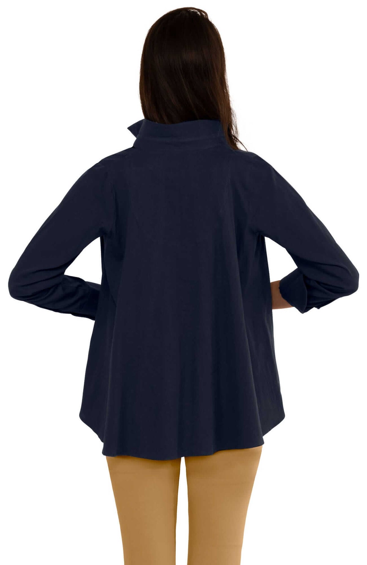 Cotton Swing Seamed Top Navy