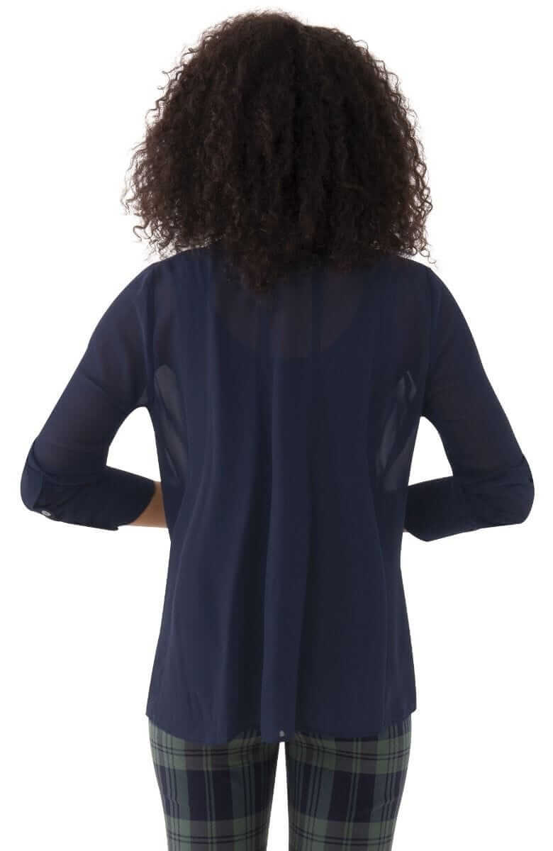 Chiffon Seamed Top Navy