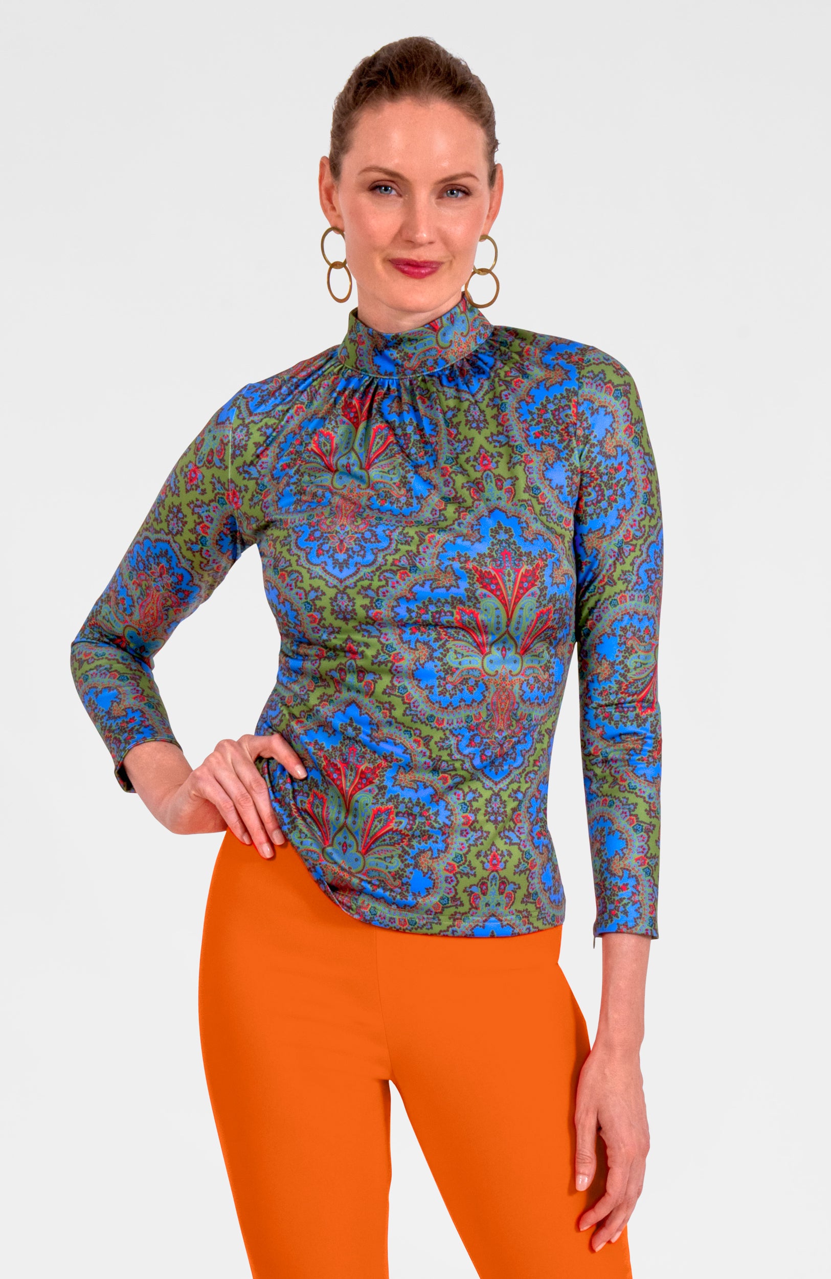 Scorching Hot Top - Passion Paisley Olive