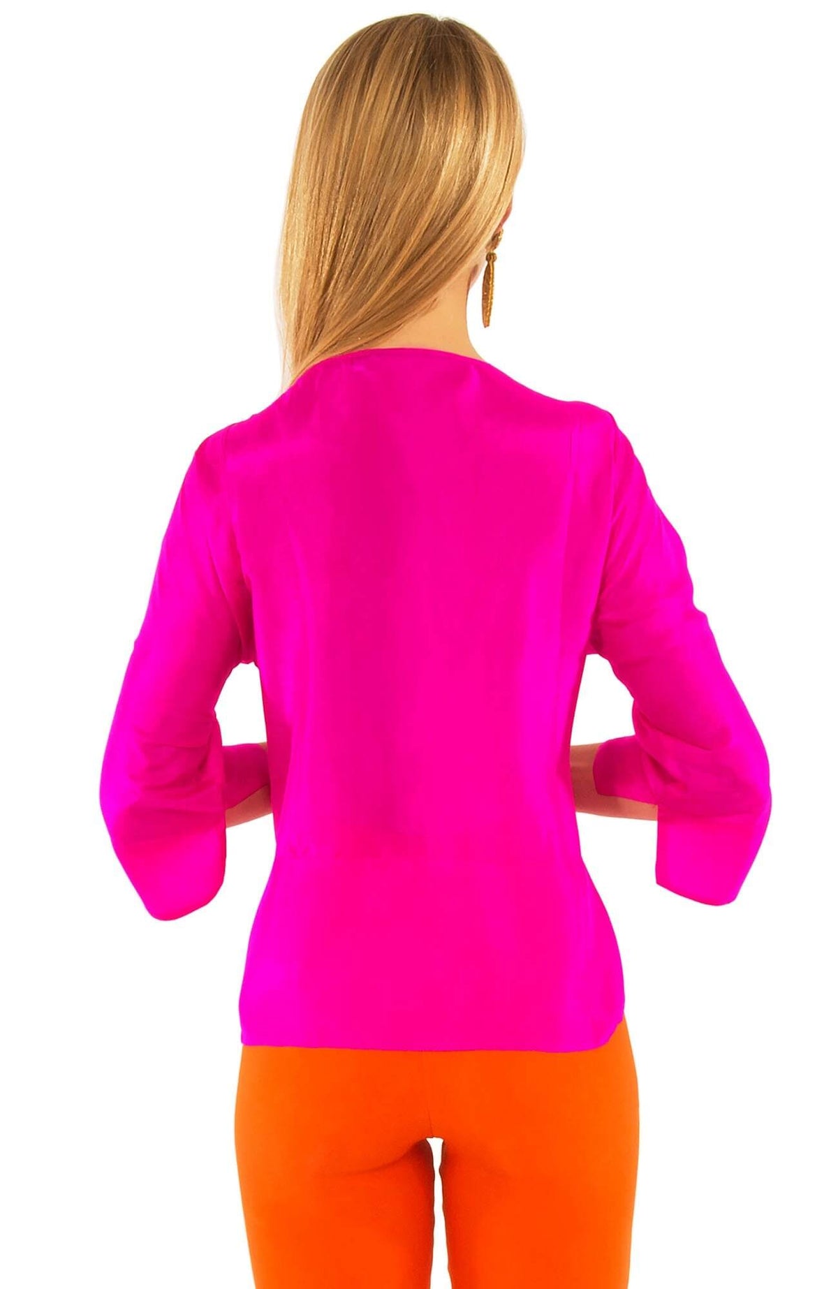 Silk Boat-Neck Top - Final Sale Hot Pink