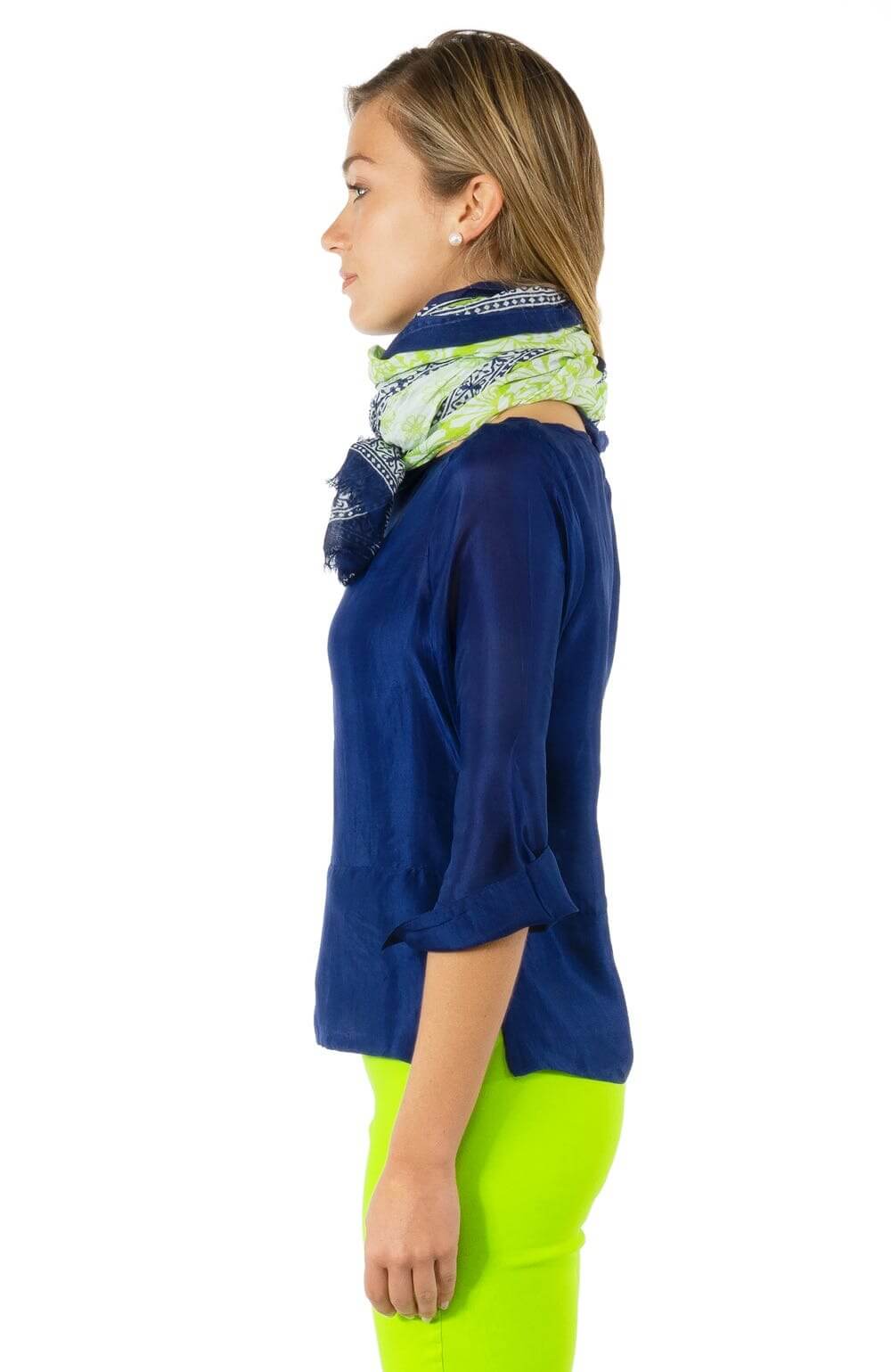 Silk Boat-Neck Top - Final Sale Navy