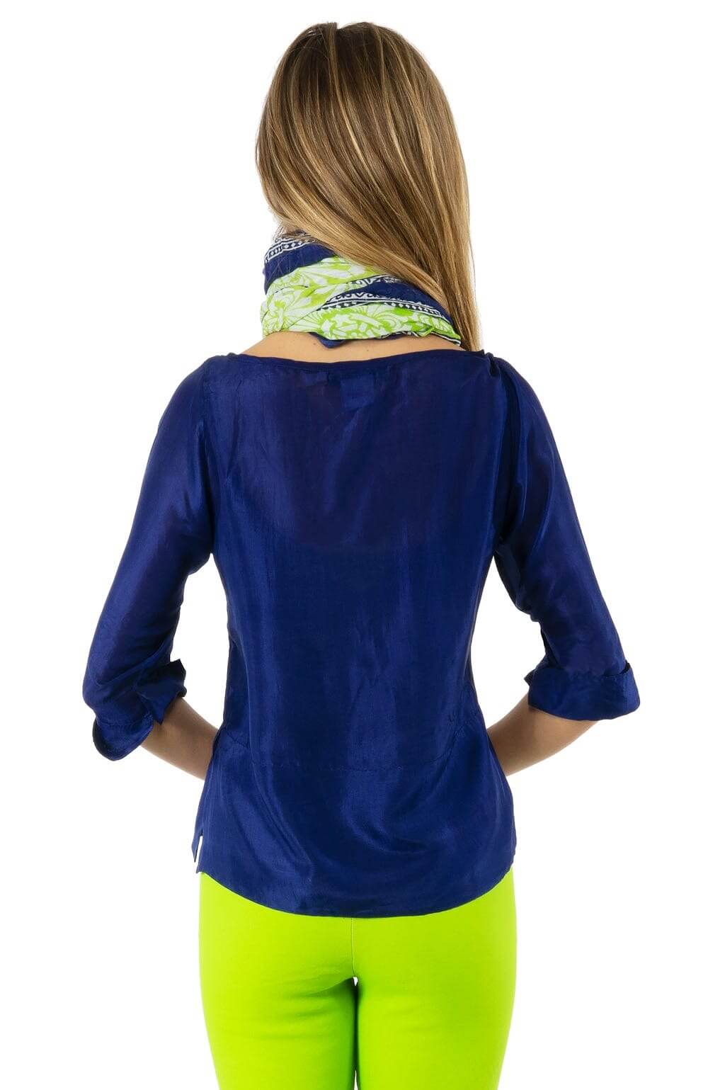 Silk Boat-Neck Top - Final Sale Navy