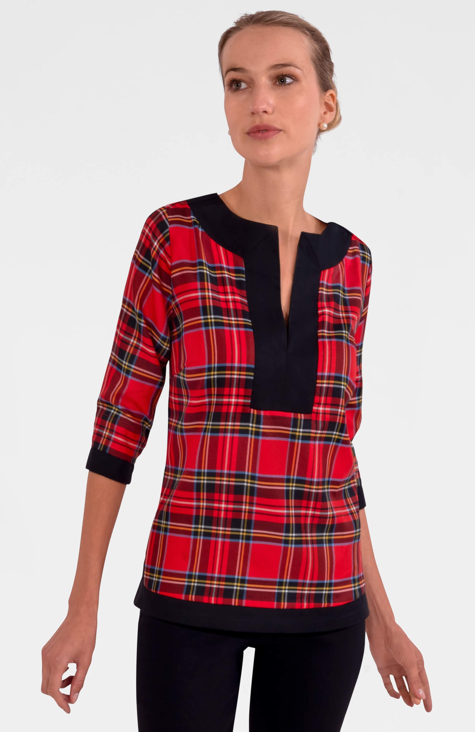 Split Neck Tunic - Duke of York Red Multi