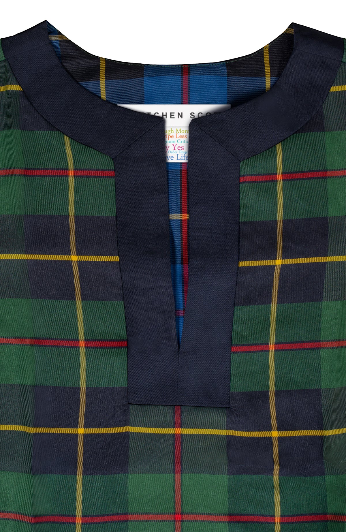Split Neck Tunic - Plaidly Cooper Green Multi