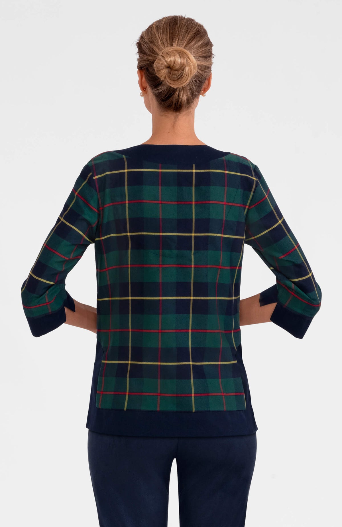 Split Neck Tunic - Plaidly Cooper Green Multi