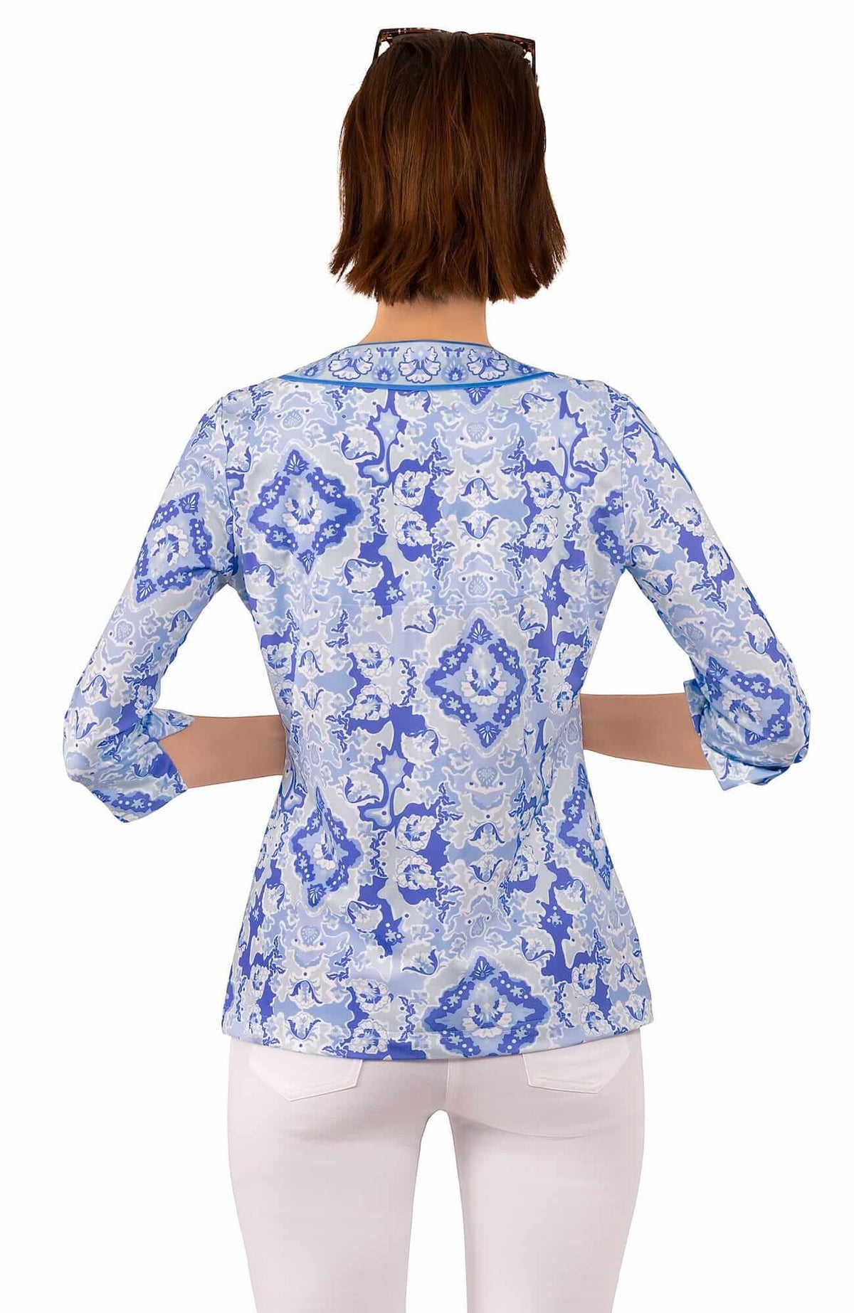 Jersey Split Neck Top - Watteau - Final Sale Blues