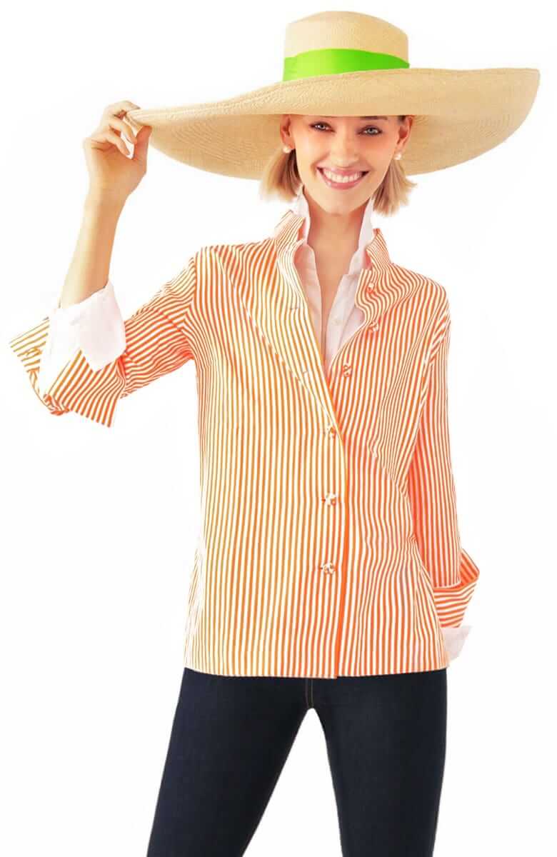 Wash / Wear Forget Me Knot Top - Stripe Orange