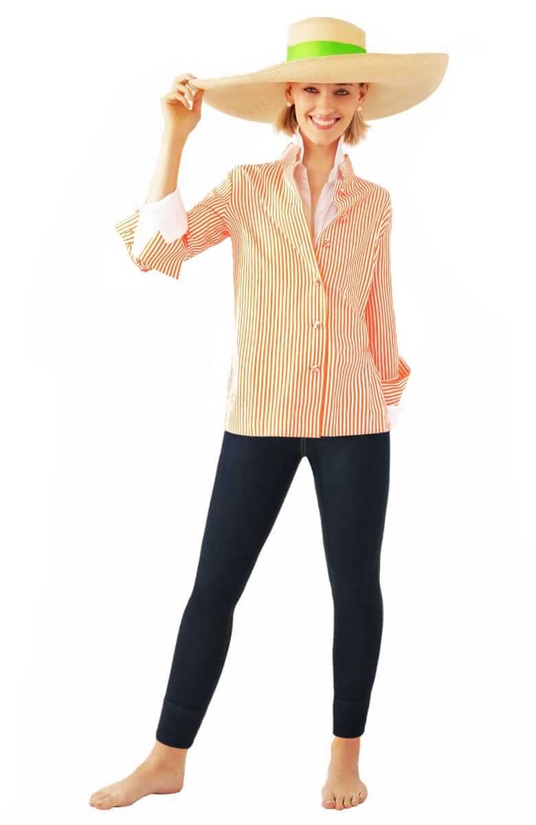 Wash / Wear Forget Me Knot Top - Stripe Orange