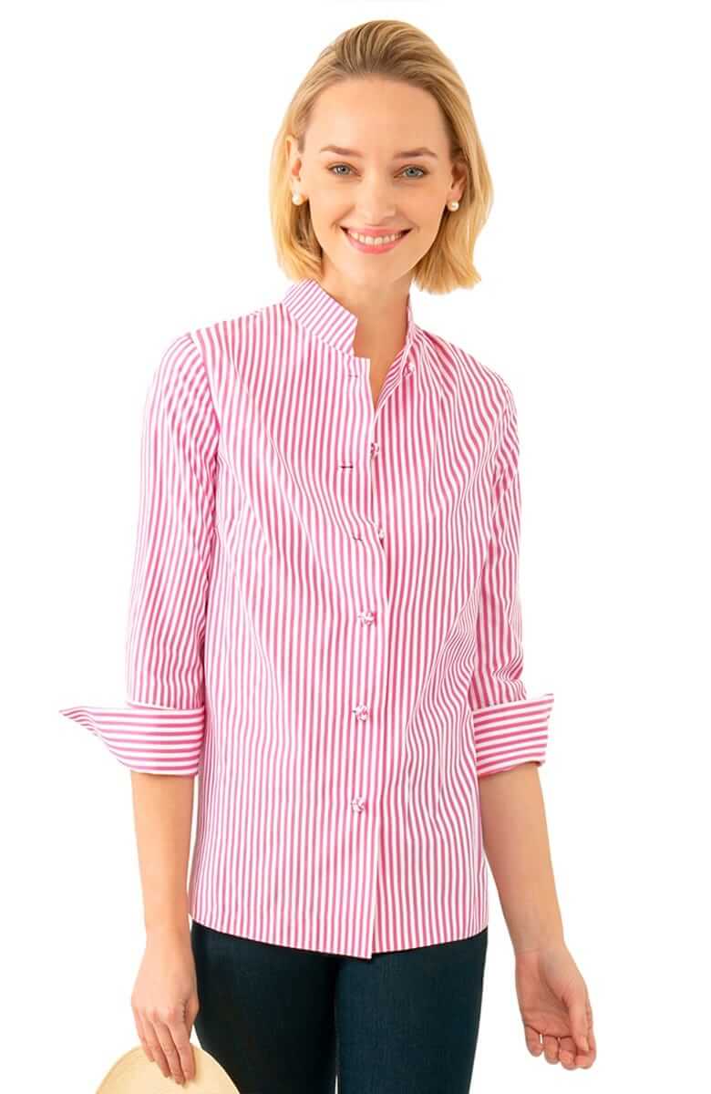 Wash / Wear Forget Me Knot Top - Stripe Pink