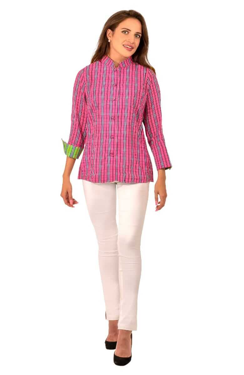 Forget Me Knot Top - Sunshine Plaid - Final Sale Pink