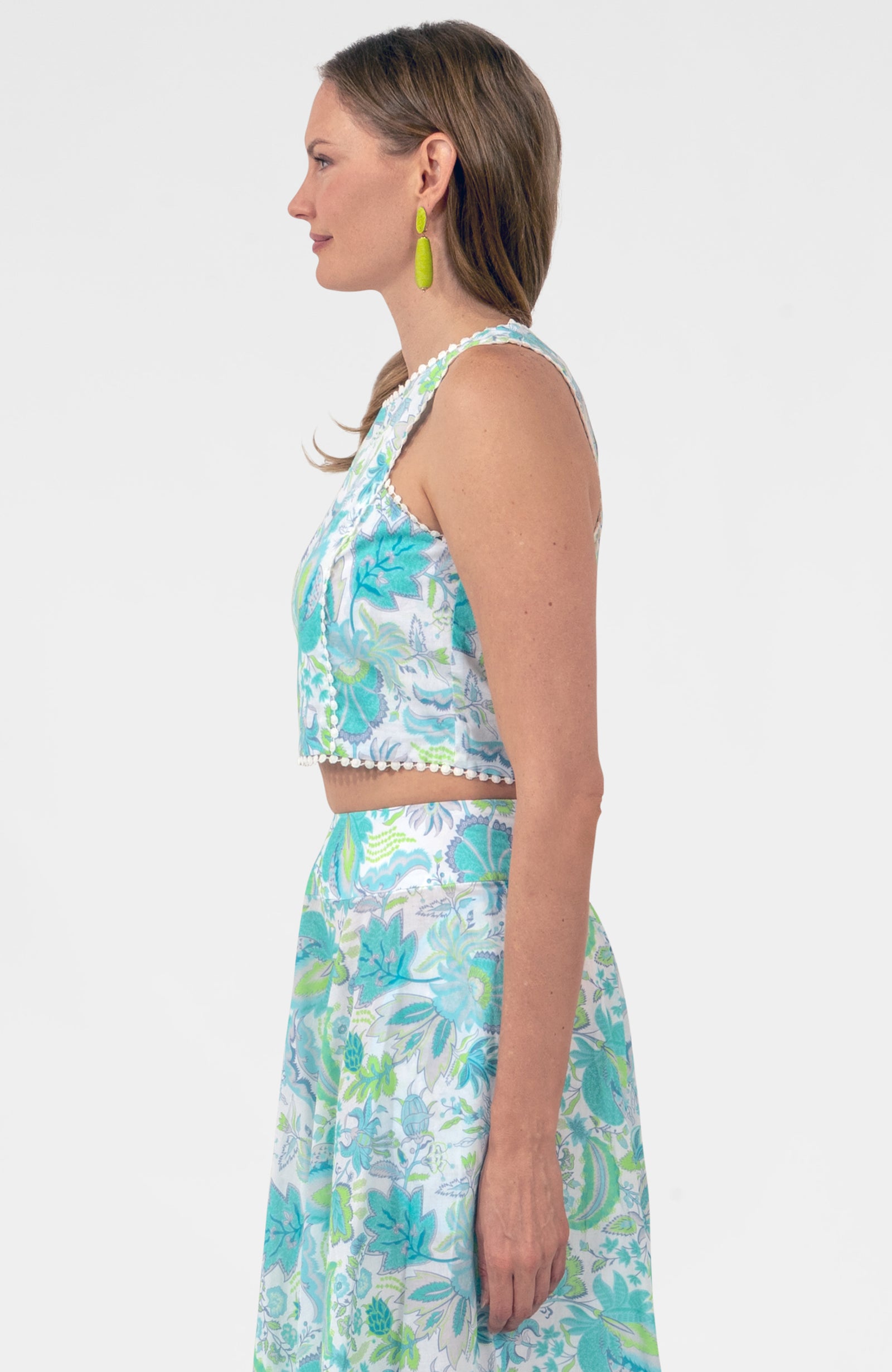 Sexy Summer Top - Blooming Party Ocean Turq