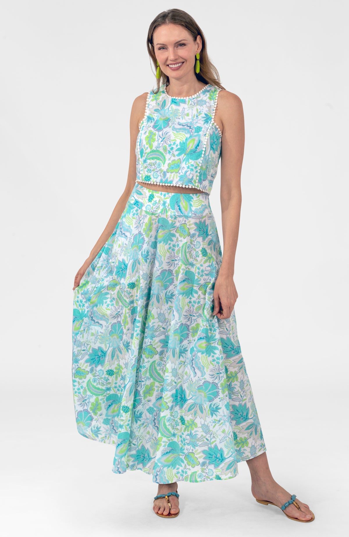 Sexy Summer Top - Blooming Party Ocean Turq