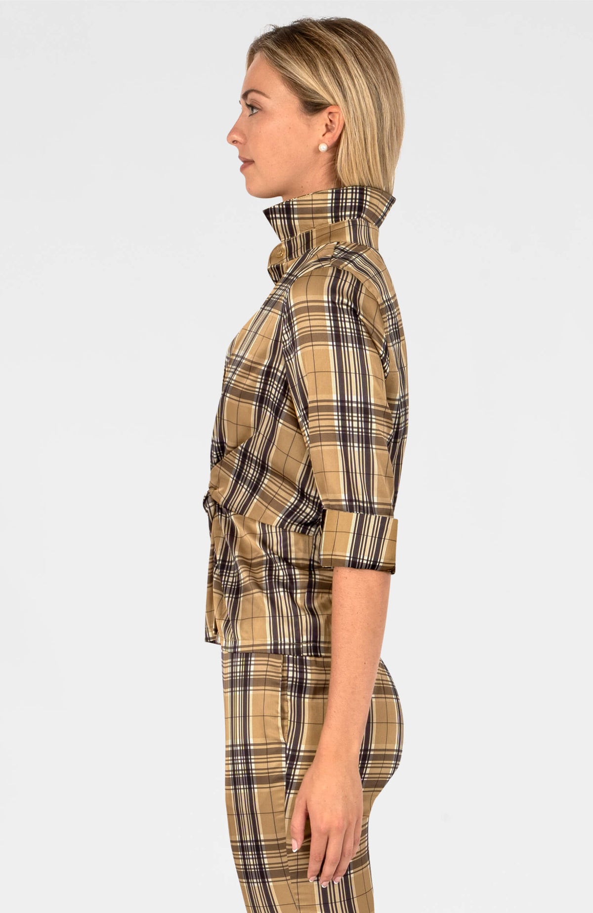 Twist & Shout Top - Belgravia Plaid Khaki Black