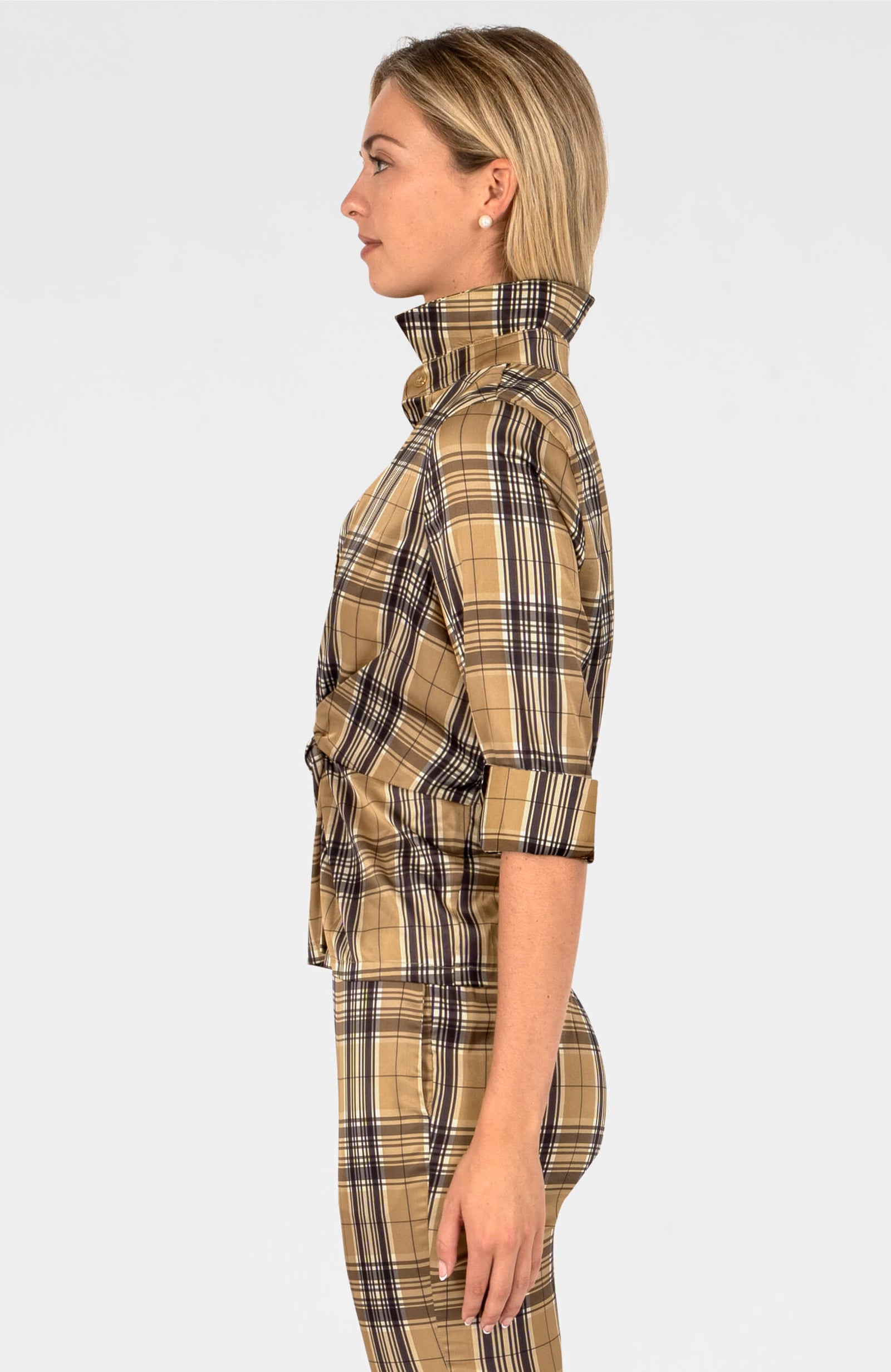 Twist & Shout Top - Belgravia Plaid Khaki Black