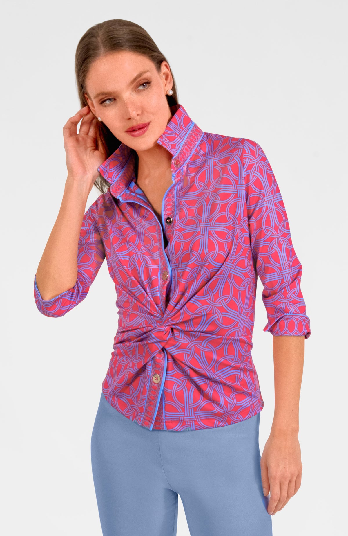 Twist &amp; Shout Top - Ring Toss Coral Peri