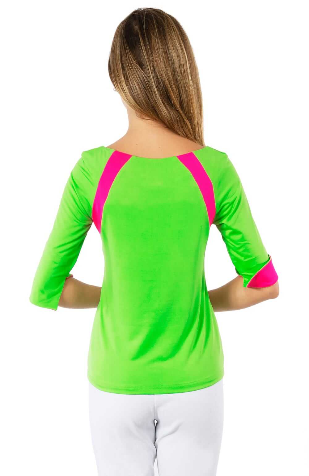 Jersey Tee Topper - Color Block - Final Sale Kelly Pink