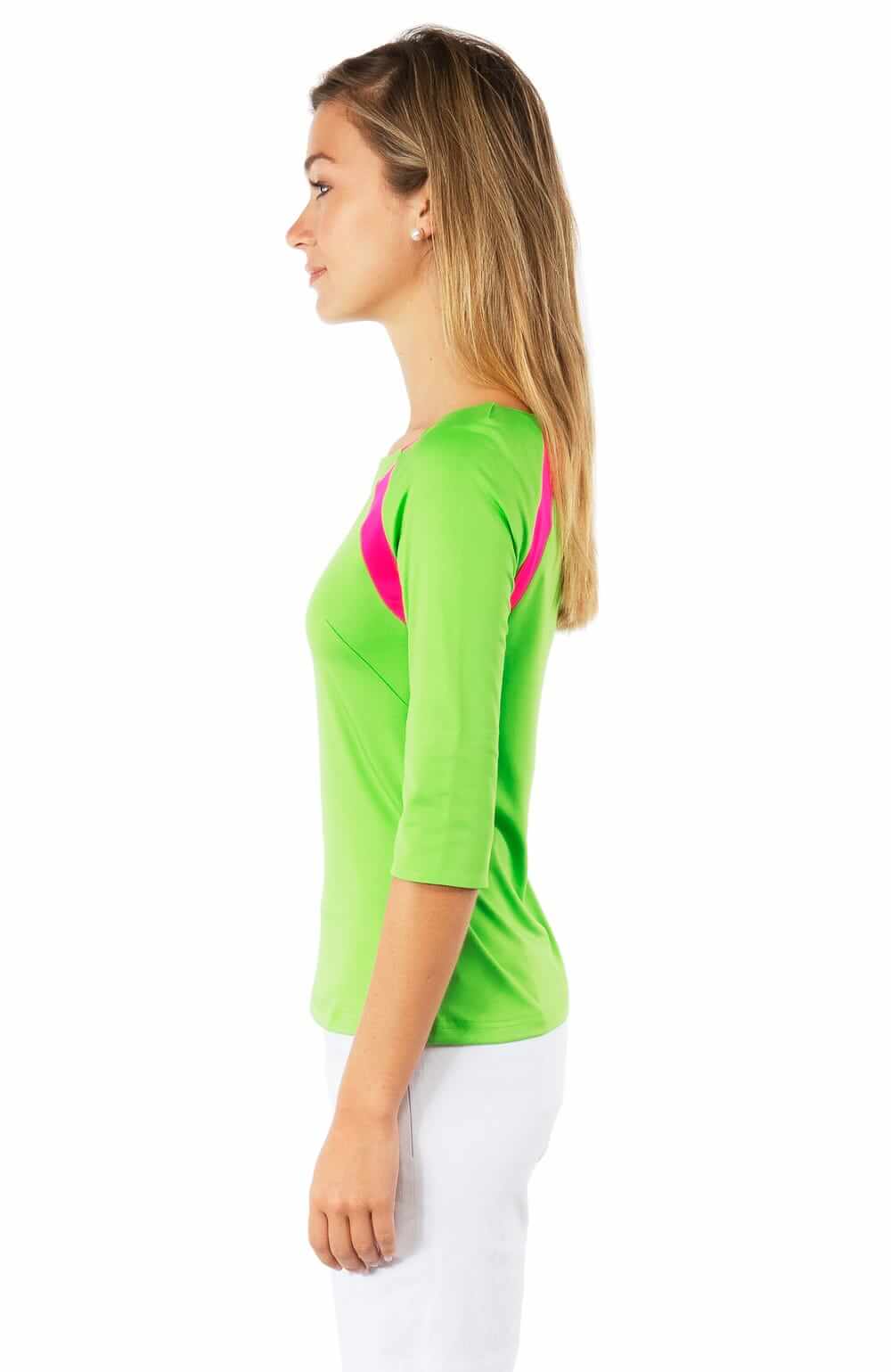 Jersey Tee Topper - Color Block - Final Sale Kelly Pink