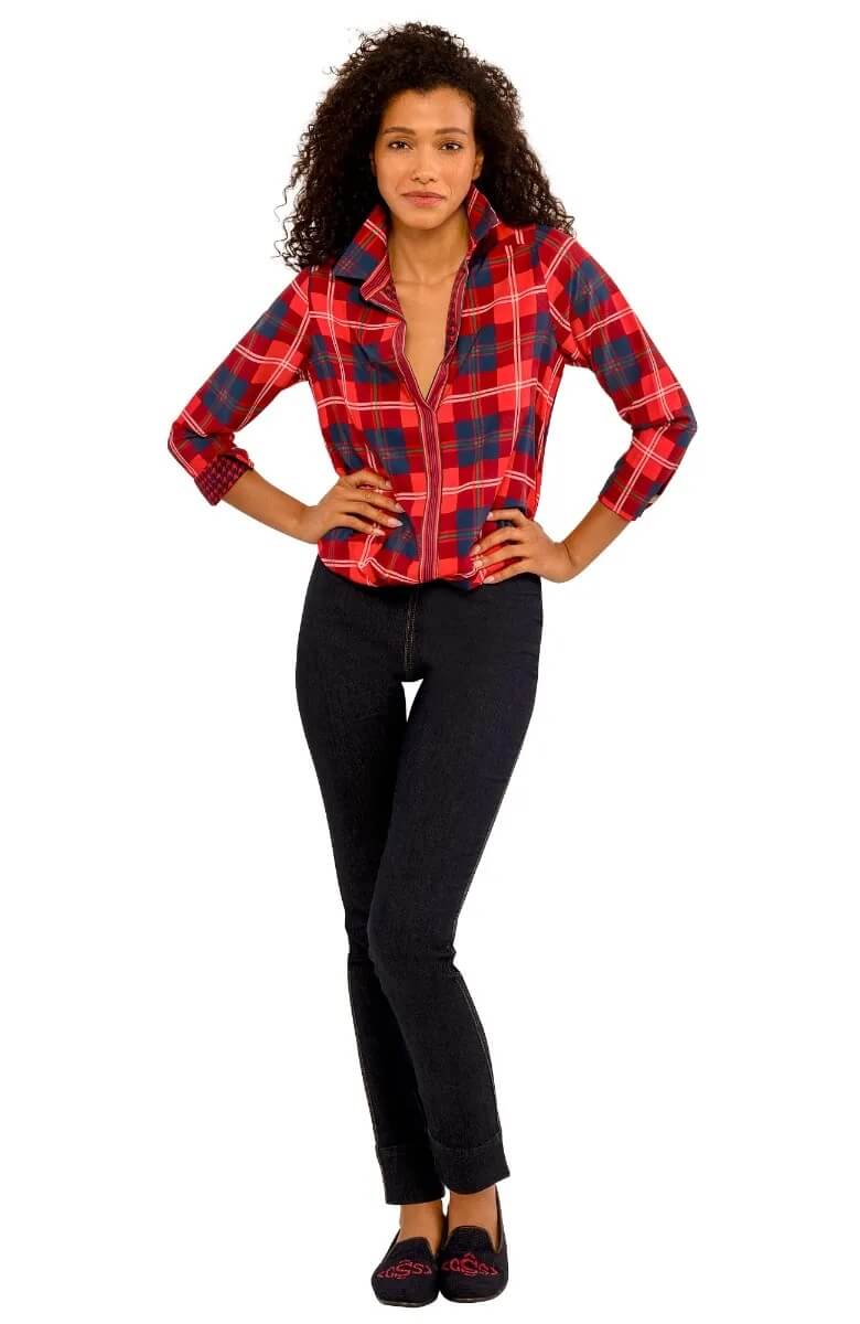 Tuck It Up Top - Middleton Plaid - Final Sale Red