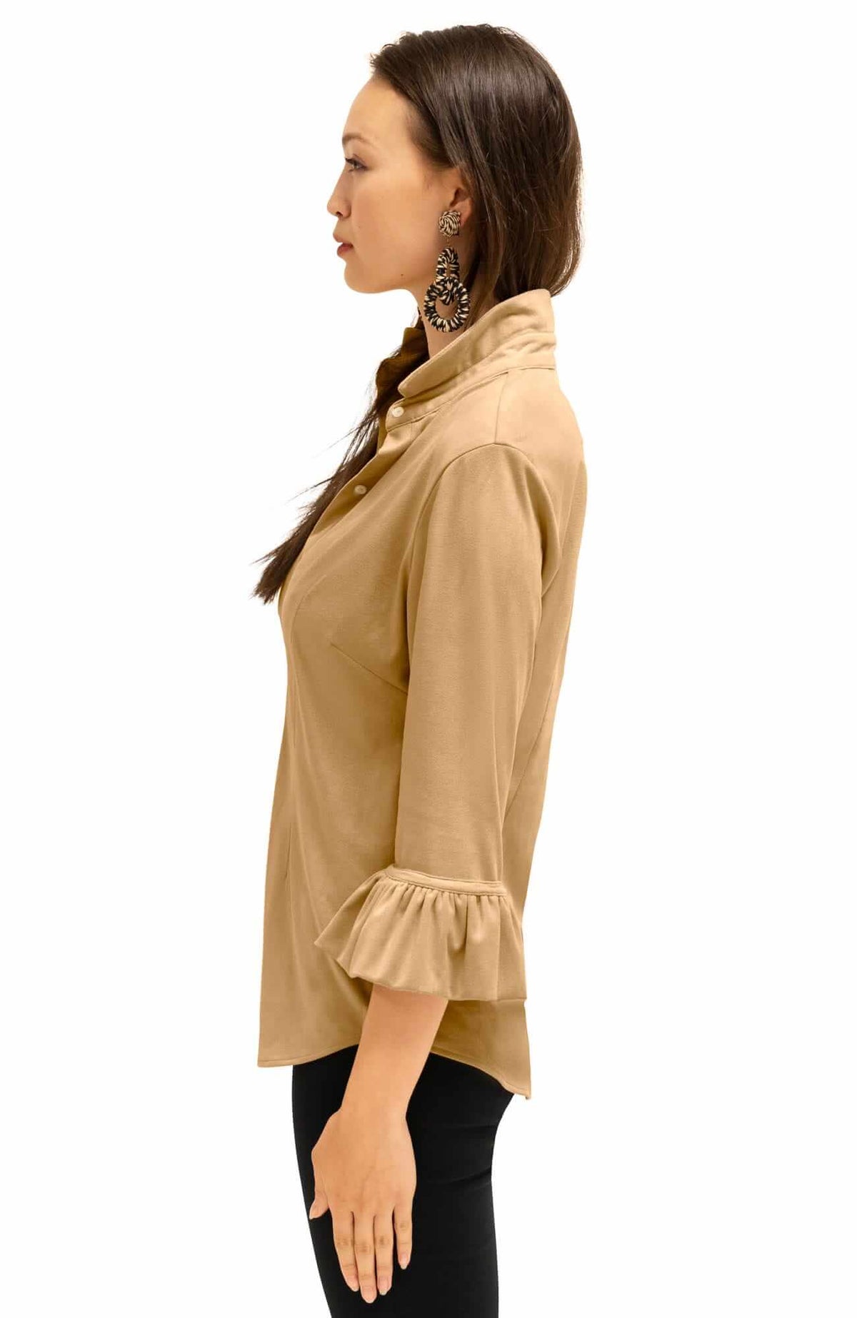 Ultra Suede Priss Blouse - Final Sale Beige