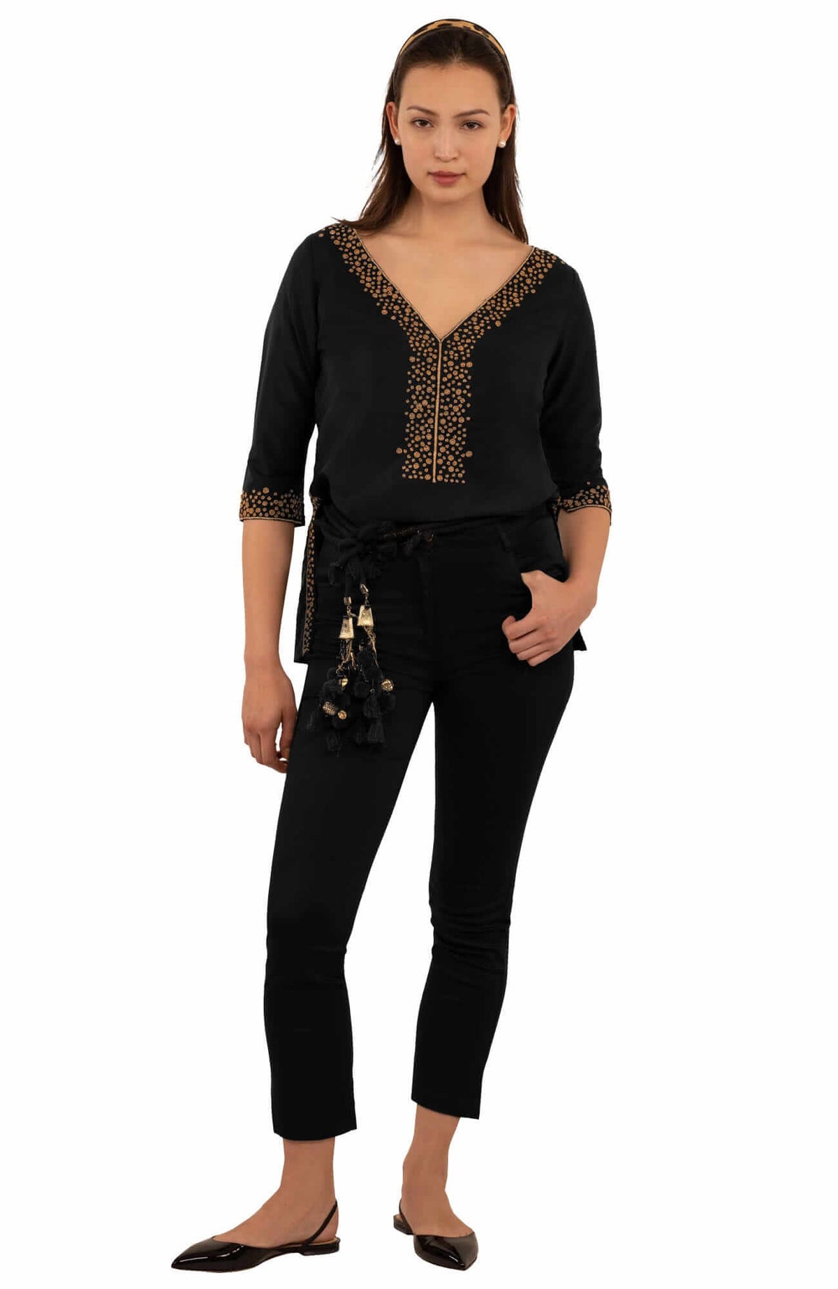 Hand Beaded Tunic - Simply Chic - Final Sale Black