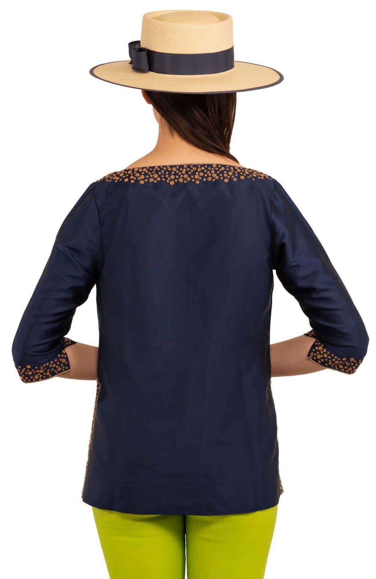 Hand Beaded Tunic - Simply Chic - Final Sale Navy