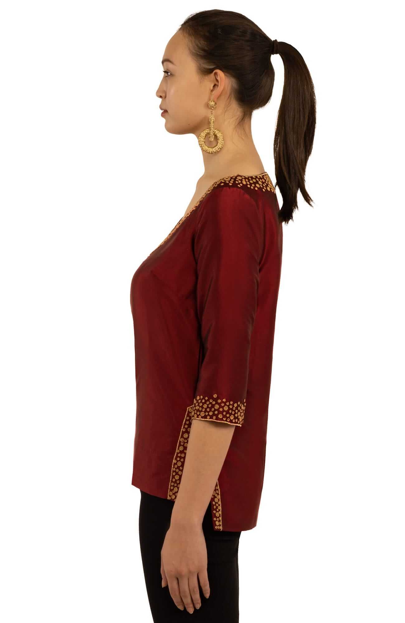 Hand Beaded Tunic - Simply Chic - Final Sale Wine