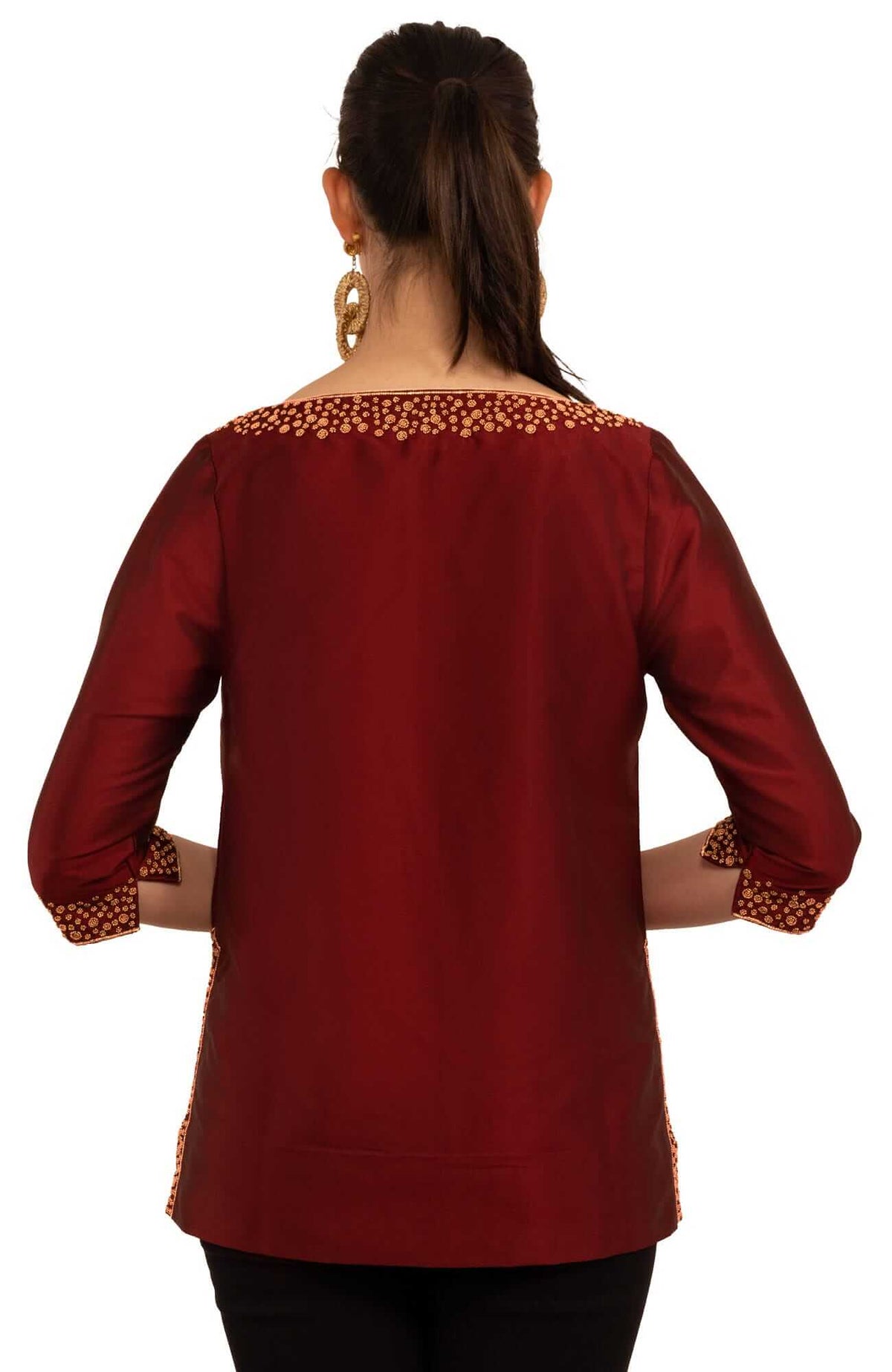 Hand Beaded Tunic - Simply Chic - Final Sale Wine