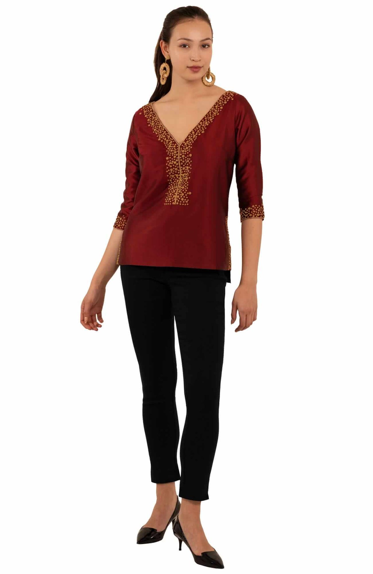 Hand Beaded Tunic - Simply Chic - Final Sale Wine