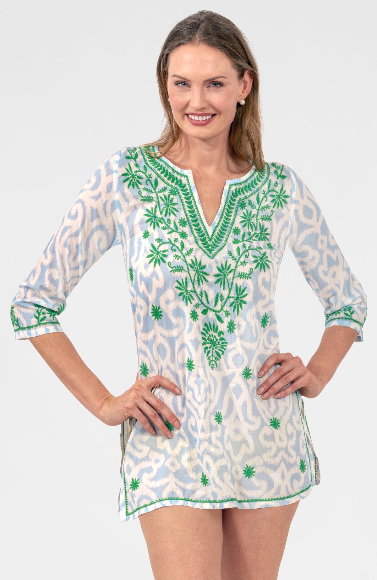 Embroidered Tunic - Arabesque Light Blue