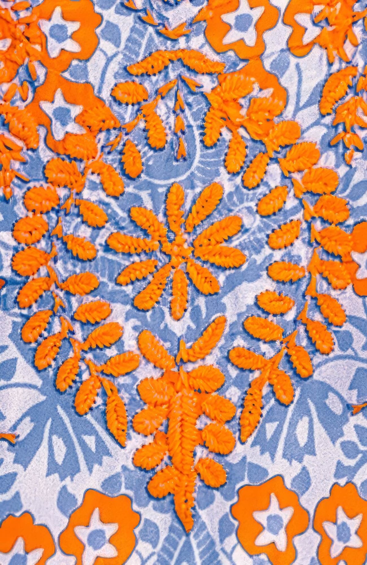 Silk Hand Embroidered Tunic - East India Periwink Orange