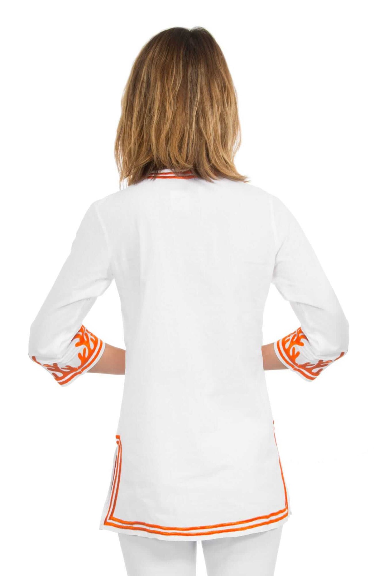 Cotton Embroidered Tunic - The Reef White Coral