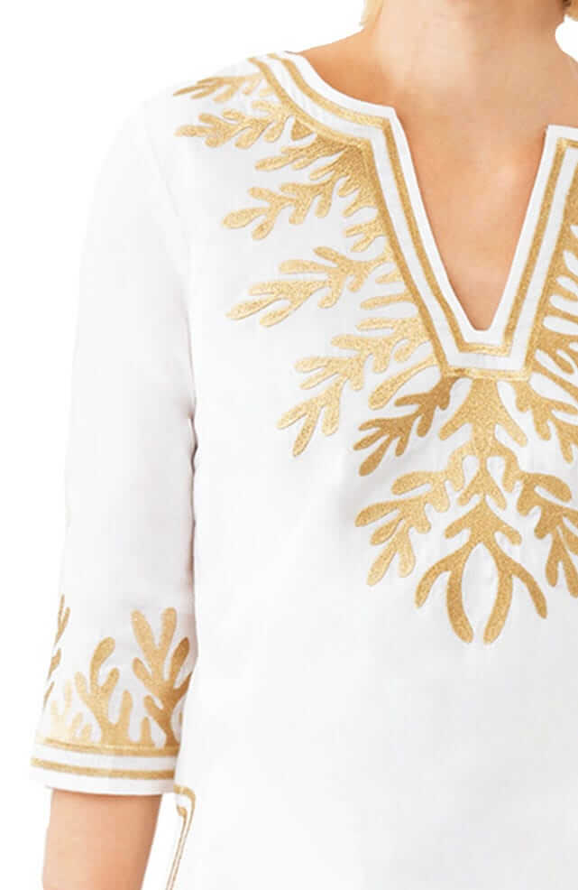 Cotton Embroidered Tunic - The Reef White Gold