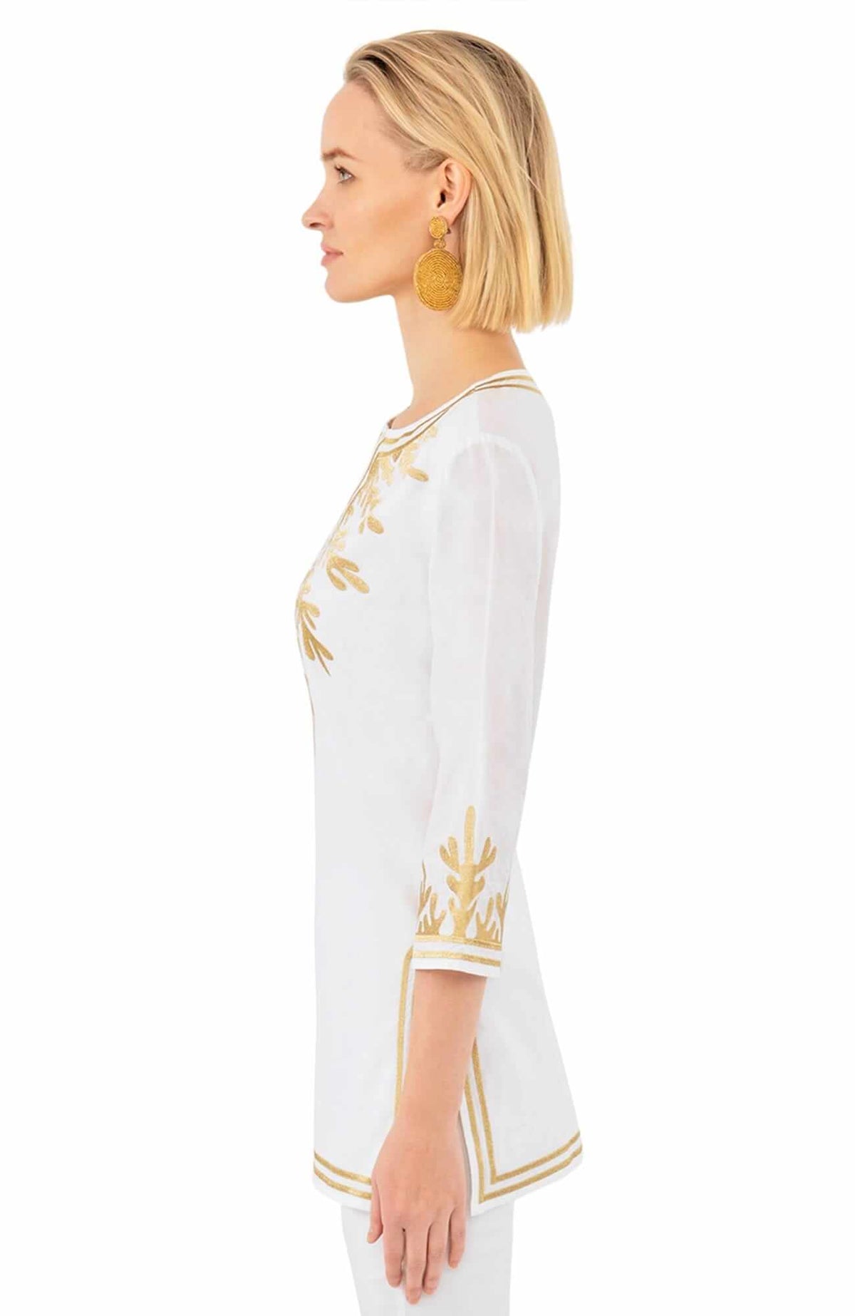 Cotton Embroidered Tunic - The Reef White Gold