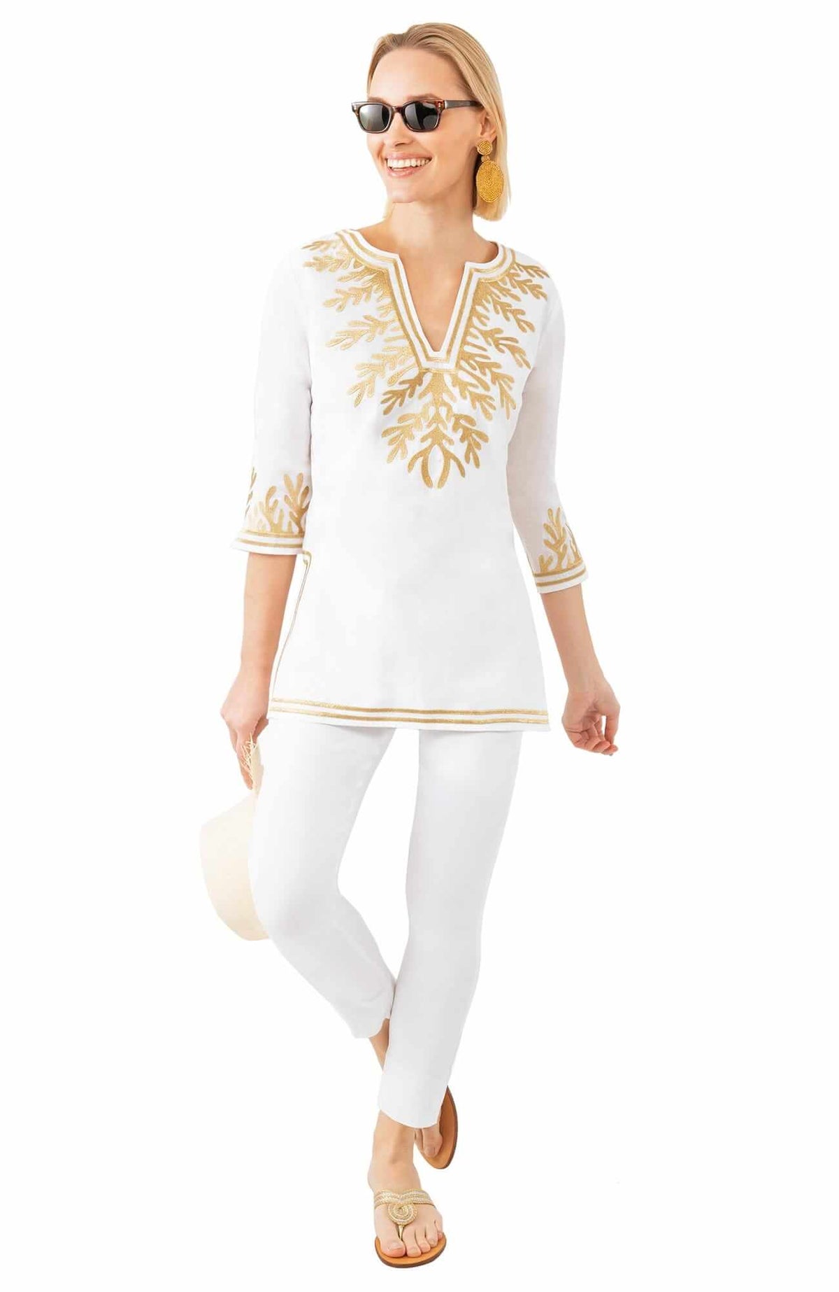 Cotton Embroidered Tunic - The Reef White Gold