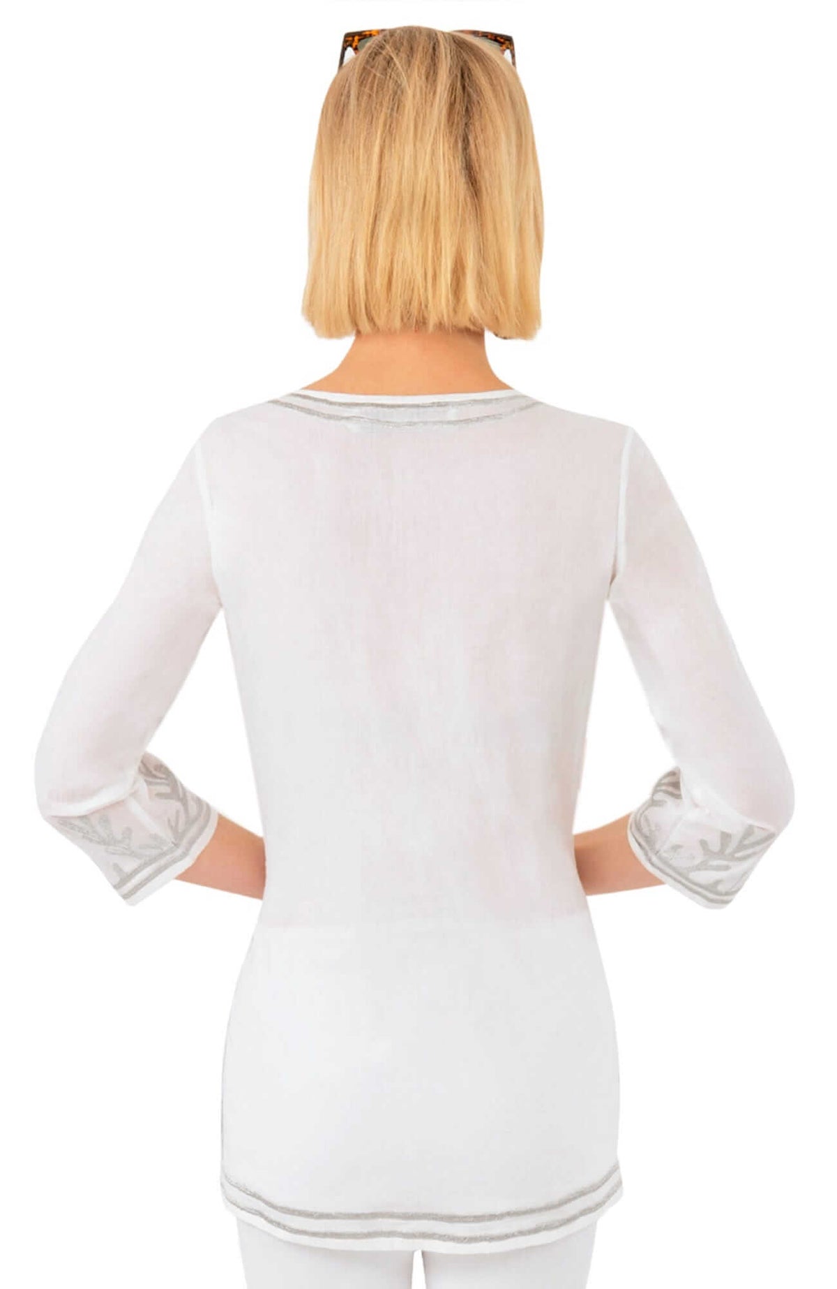 Cotton Embroidered Tunic - The Reef White Silver